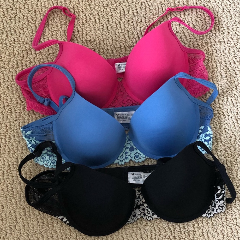 3 Wacoal Petite Embrace Lace Push Up Bras 36A